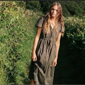 Christy Dawn Midnight and Ivory Floral Midi Dress